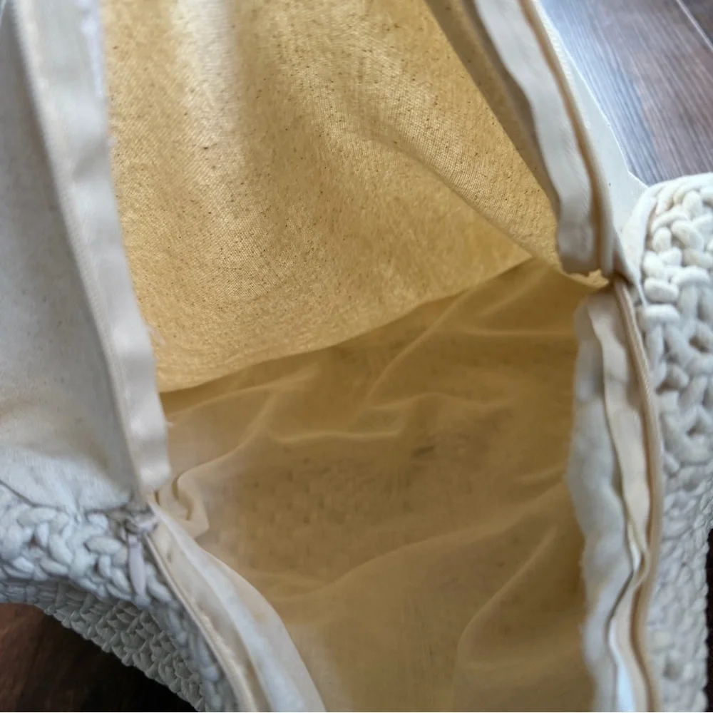 Tahari Home Macrame Pillow Cover Cream 17x17 Boho Textured Diamond Knot Cushion